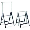 Image de Lot de 2 tréteaux pliables, réglables sur 7 niveaux, jusqu'à 200 kg, chevalet, atelier, acier, bleu-argenté - Relaxdays