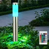 Image de Lampadaire de jardin led Lampe d'extérieur Lampe à colonne Télécommande changement de couleur jardin, IP44 acier inoxydable argenté opalin, 1x rgb