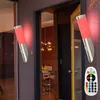 Image de 2x applique murale avec détecteur de mouvement applique murale moderne torche murale jardin, télécommande dimmable, led rvb, DxH 7,6x41 cm