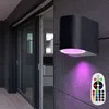 Image de Spots muraux extérieurs pour éclairage d'entrée de porte de maison à intensité variable dans un ensemble comprenant des lampes à led rvb