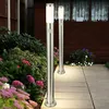 Image de Lot de 2 lampadaires d'extérieur design en acier inoxydable lampes d'éclairage d'allée de jardin détecteur de mouvement