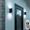 Image de Eclairage extérieur porte d'entrée up down applique murale extérieur noir mur extérieur terrasse aluminium, changement de couleur dimmable avec
