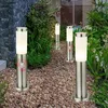 Image de Etc-Shop   Lot de 4 lampadaires d'extérieur inox avec détecteur de mouvement   IP44   220V-240V   Éclairage chemin   45 cm de hauteur