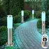Image de Ensemble de 4 lampes sur pied d'extérieur à led rvb télécommande dimmable détecteur de mouvement en acier inoxydable lumières de chemin de jardin