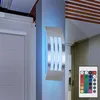 Image de Applique murale d'extérieur dimmable avec télécommande lampe de façade applique argentée lampe de jardin led lampe de terrasse, changement de couleur