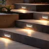Image de Eclairage de marche extérieur éclairage d'escalier de jardin terrasse, gris, led 3W 110Lm blanc neutre, LxHxP 23x8x2,8 cm, lot de 4