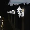 Image de Lot de 6 lanternes maison appliques murales verre blanc style antique projecteurs de jardin aluminium lumières noires