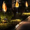 Image de Lot de 3 LED solaire extérieur plug lumières balcon verre boule lampes feu flamme effet terre pic