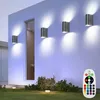 Image de Ensemble de 4 rgb led alu Up Down Appliques Murales Façade Patios Lampes Extérieures Dimmable Télécommande