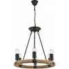 Image de Lustre suspendu en corde de chanvre Lampe suspendue au plafond avec variateur filament dans un ensemble comprenant des ampoules led