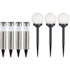 Image de Ensemble de 7 lampes solaires à led Ball Plug Spot Spot de jardin chemin de terre Spike colonnes en acier inoxydable Lumières extérieures