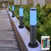 Image de Etc-Shop   Lot de 4 lampadaires d'extérieur dimmables RGB LED   Acier inoxydable   IP44   Télécommande   45 cm   Couleur anthracite