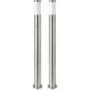 Image de 2x led lampe sur pied extérieure capteur de mouvement éclairage de jardin en acier inoxydable support de cour lumière argent