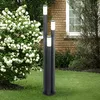 Image de Lampe sur pied d'extérieur Lampe sur pied de jardin en acier inoxydable anthracite Spot de terrasse à 3 piliers dans un ensemble comprenant des