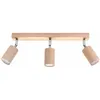 Image de Plafonnier spot plafond moderne 3 flammes salon avec spot orientable en bois, spot marron naturel, 3x GU10, l 45 cm, salle à manger