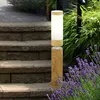 Image de Etc-shop - Lampadaire extérieur lampe pied rond extérieur lampadaire de terrasse en acier inoxydable, aspect bois avec led décorative, 1x E27, DxH