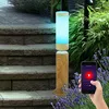 Image de Lampadaire extérieur lampe à base ronde extérieur lampadaire de terrasse en acier inoxydable, optique en bois de contrôle d'application avec led