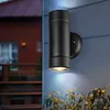 Image de Applique murale applique extérieure lampe maison applique balcon lumière, spot haut et bas 2 ampoules IP44, douilles GU10, LxH 8,6x16cm