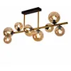 Image de Etc-shop - Plafonnier avec boule de projecteur en verre Plafonniers boules de verre Table à manger, led laiton ambre 9 lumières, 3,5W 350lm 3000K,