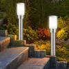Image de Lampes de jardin extérieur lampe d'extérieur argentée lampadaire éclairage de chemin extérieur moderne, acier inoxydable métal blanc clair, IP54, 1x