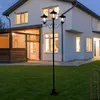 Image de Lanterne de jardin grande pour candélabre extérieur 3 flammes lanterne extérieure solaire sur pied extérieur, aluminium fer noir, led blanc chaud, h
