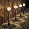 Image de Lampe sphérique Lampe extérieure Lampe solaire, lampe de jardin en optique verre brisé, lampe d'allée, batterie intégrée, acier inoxydable, argent,