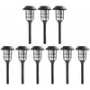 Image de Lampes solaires décoration de jardin pour l'extérieur sur piquet éclairage de terrasse lanterne effet flamme, plastique noir, batterie 6-8h, led