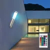 Image de Applique murale en acier inoxydable torche murale extérieur maison détecteur de mouvement, télécommande dimmable, 1x led rgb 8,5W 806Lm blanc chaud,