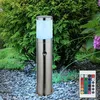 Image de Borne E27 lampadaire terrasse lumière extérieure détecteur de mouvement Etanche IP44, acier inoxydable, télécommande dimmable, 1x led rgb 8,5W 806Lm,