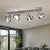 Image de Etc-shop - Plafonnier, barre Spot argent, lampe de salon, moderne, spots de plafond, 4 flammes, spot pivotant, métal mat, 4x douille GU10, LxPxH