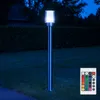 Image de Lampes de jardin extérieur lampe d'extérieur argentée lampadaire éclairage de chemin, télécommande dimmable, acier inoxydable métal blanc clair,