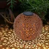 Image de Lampe Solaire Lampe Solaire Boule Extérieure Décoration Jardin Solaire Rouille Piquet Décoratif Floral Poinçonnage Métal led Blanc Chaud d 20 cm