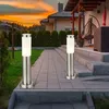 Image de Lampadaire d'extérieur, lampadaire de jardin, lampadaire de patio, borne lumineuse en acier inoxydable, argent, 1x E27, DxH 7,6x45 cm, lot de 2