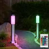 Image de Lampe d'extérieur argent lampadaire de jardin lampadaire de chemin d'accès lampe de terrasse en acier inoxydable, télécommande dimmable, rgb led 8,5W