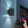 Image de Applique murale de maison, applique d'extérieur, éclairage de façade, aluminium noir, 2 ampoules GU10, contrôle par application dimmable Smart rgb