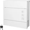 Image de ECD Germany Boîte aux Lettres Murale - 37 x 10,5 x 36,5 cm - avec Compartiment à Journaux et 3 Fenêtres Décoratives - en Acier - Blanc - Y compris le
