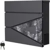 Image de ML-Design Boîte aux Lettres Murale 37x36,5x11 cm, Anthracite/Optique Noir Marbre, Acier, Boîte Postale avec Compartiment à Journaux/Courrier,