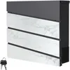 Image de Boîte aux Lettres Murale 37x37x11 cm, Anthracite/ Façade Imitation Marbre Blanc, Acier, Boîte Postale avec Compartiment á
