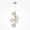 Image de Maytoni - Dallas Plafonnier moderne à 6 lampes en forme de globe doré, abat-jour cognac, G9