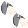 Image de Lot de 2 appliques led, spots muraux, orientables, métal, peint argent, verre satiné, G9 3 watts, 210 lumens, couloir, salon, escalier