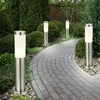 Image de Ensemble de 4 lampes d'extérieur sur pied en acier inoxydable pour éclairage de porche de cour d'allée de jardin