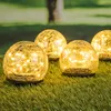 Image de Lampes à boules solaires à del - Lot de 4 / verre craquelé
