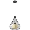 Image de Suspension Cage Noire Globe Opale 1 Ampoule