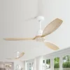 Image de Ventilateur de plafond encastré de 132cm, avec 3 pales en bois massif, 6 vitesses, télécommande, 2 modes de flux d'air, moteur réversible silencieux