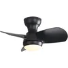 Image de Ventilateur de plafond 58 cm, avec 3 pales en abs, lumière led réglable en 3 couleurs, 6 vitesses, moteur à courant continu, télécommande - Noir