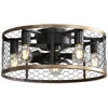 Image de Ventilateur de Plafond Cage Industriel 50cm, avec 7 Pales abs, 5 Ampoules, 6 Vitesses, Télécommande Moteur cc Réversible, Petit Encastré pour Salon