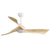 Image de Ventilateur de plafond 132 cm, avec 3 pales en bois, 6 vitesses, télécommande, moteur CC à économie d'énergie pour salon et chambre à coucher - Blanc