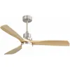 Image de Ventilateur de plafond 132 cm, avec 3 pales en bois, lumière LED à intensité variable, 6 vitesses, télécommande, moteur CC réversible, pour salon et