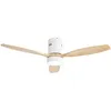 Image de Ventilateur de plafond moteur DC 132 cm avec 3 pales en bois massif, 6 vitesses, lumière LED dimmable, télécommande, pour salon et chambre - Blanc