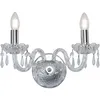 Image de Searchlight - Applique 2 branches hale métal chrome et pampilles cristal clair, E14 max 2x60w Larg 35cm Haut 20cm.